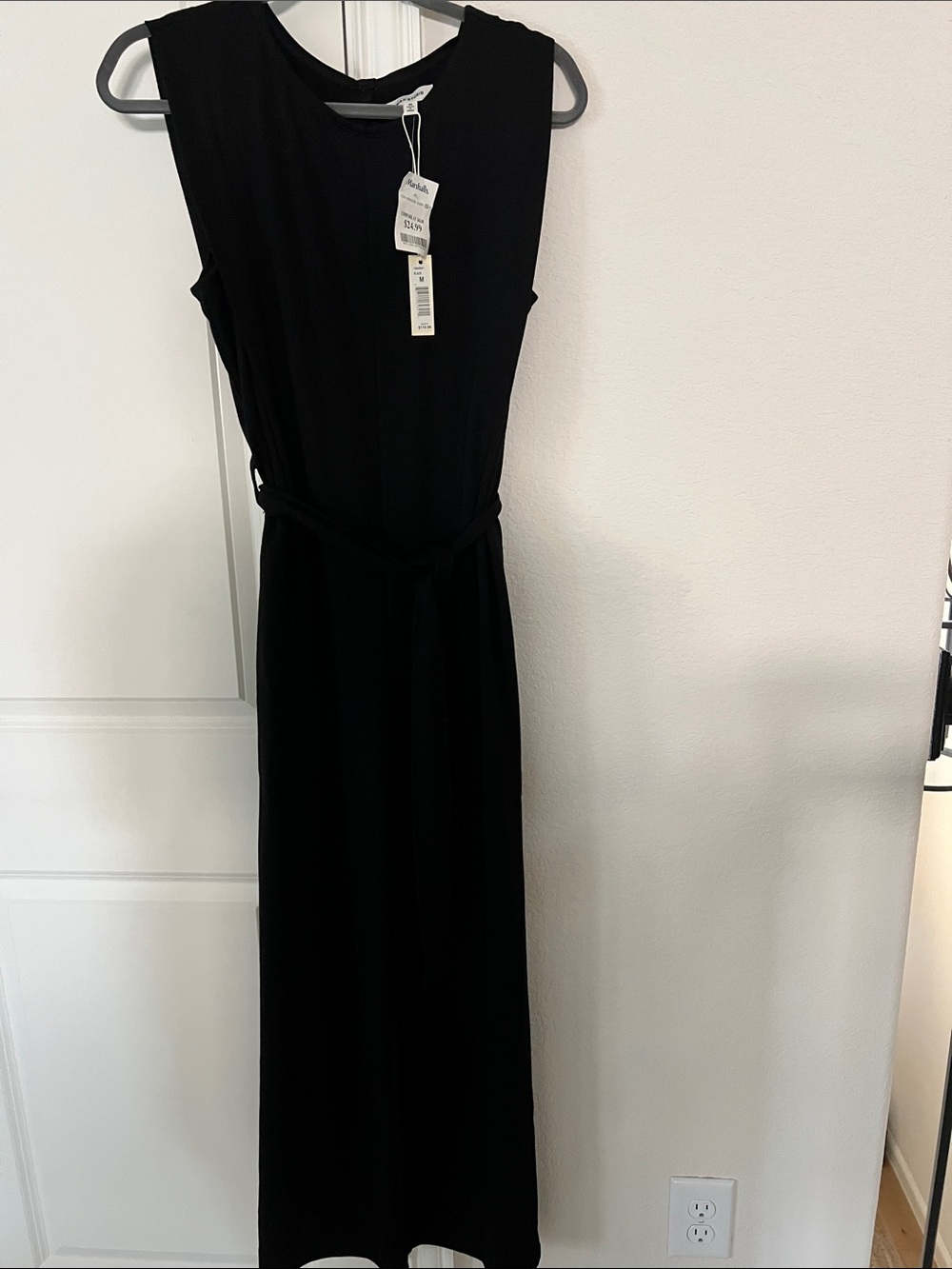 Max Studio Black Sleeveless Jumpsuit with Waist Tie